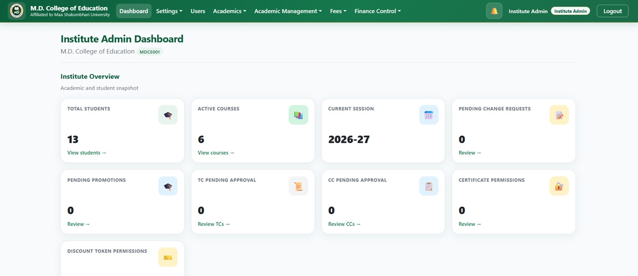 College Fee & Management System — project screenshot